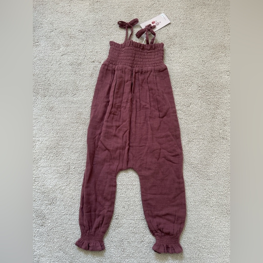 Mauve Smocked Romper with Tie Straps